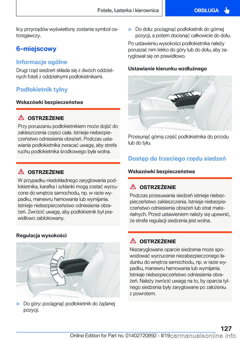 BMW X7 2019  Instrukcja obsługi (in Polish) �l�i�c�y��p�r�z�y�r�z�