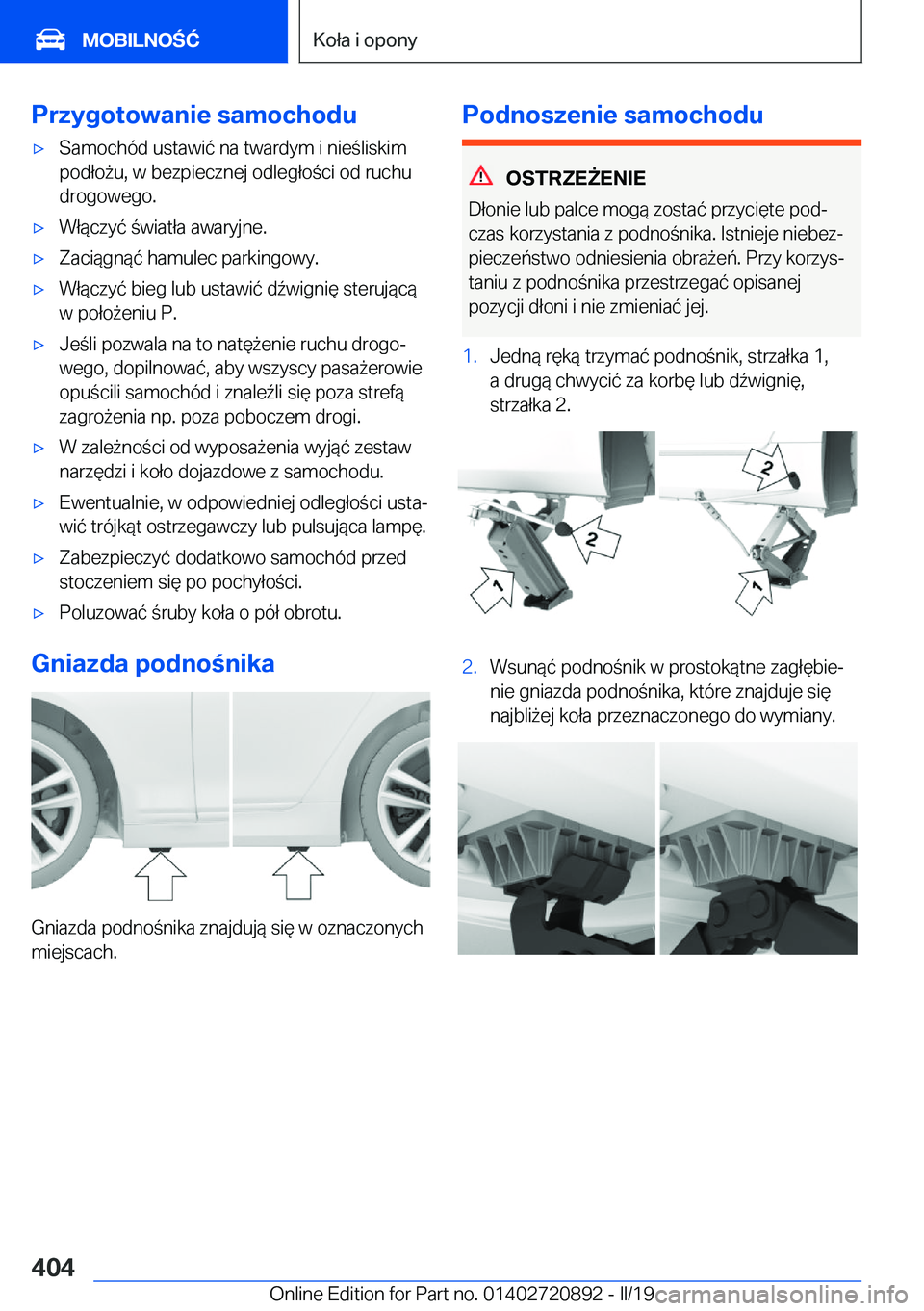 BMW X7 2019  Instrukcja obsługi (in Polish) �P�r�z�y�g�o�t�o�w�a�n�i�e��s�a�m�o�c�h�o�d�u'x�S�a�m�o�c�h�