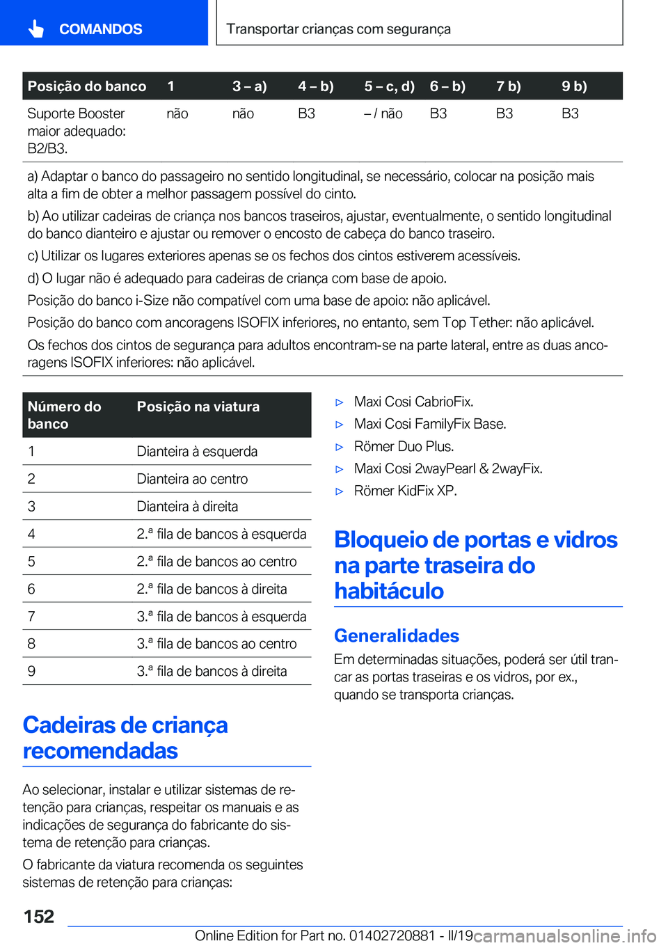 BMW X7 2019  Manual do condutor (in Portuguese) �P�o�s�i�