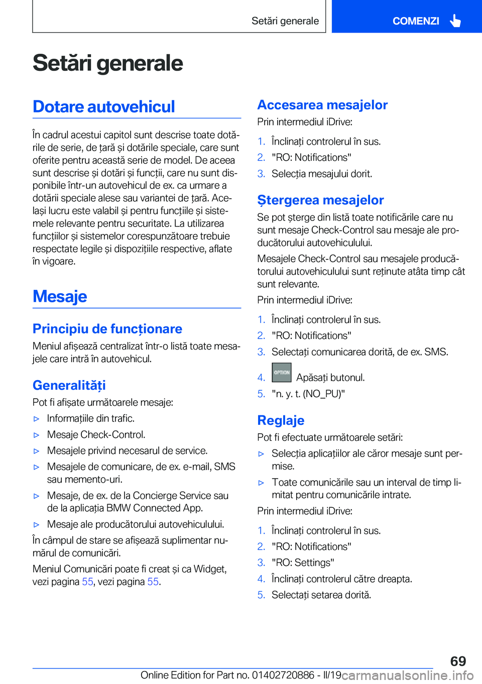BMW X7 2019  Ghiduri De Utilizare (in Romanian) �S�e�t�