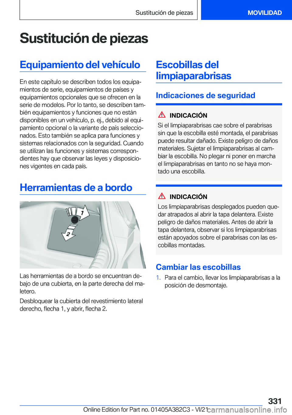 BMW Z4 2022  Manuales de Empleo (in Spanish) �S�u�s�t�i�t�u�c�i�