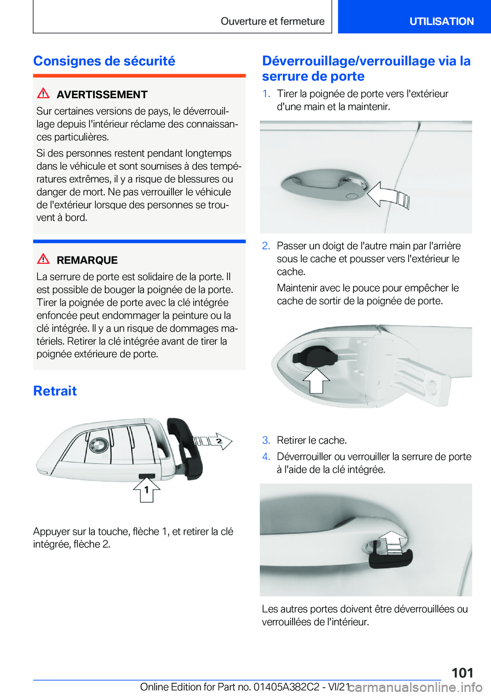BMW Z4 2022  Notices Demploi (in French) �C�o�n�s�i�g�n�e�s��d�e��s�é�c�u�r�i�t�é
�A�V�E�R�T�I�S�S�E�M�E�N�T
�S�u�r��c�e�r�t�a�i�n�e�s��v�e�r�s�i�o�n�s��d�e��p�a�y�s�,��l�e��d�é�v�e�r�r�o�u�i�lj
�l�a�g�e��d�e�p�u�i�s��l�'�i