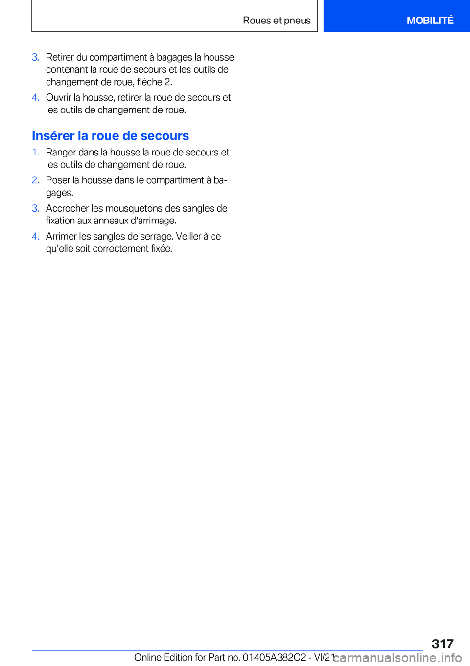 BMW Z4 2022  Notices Demploi (in French) �3�.�R�e�t�i�r�e�r��d�u��c�o�m�p�a�r�t�i�m�e�n�t��