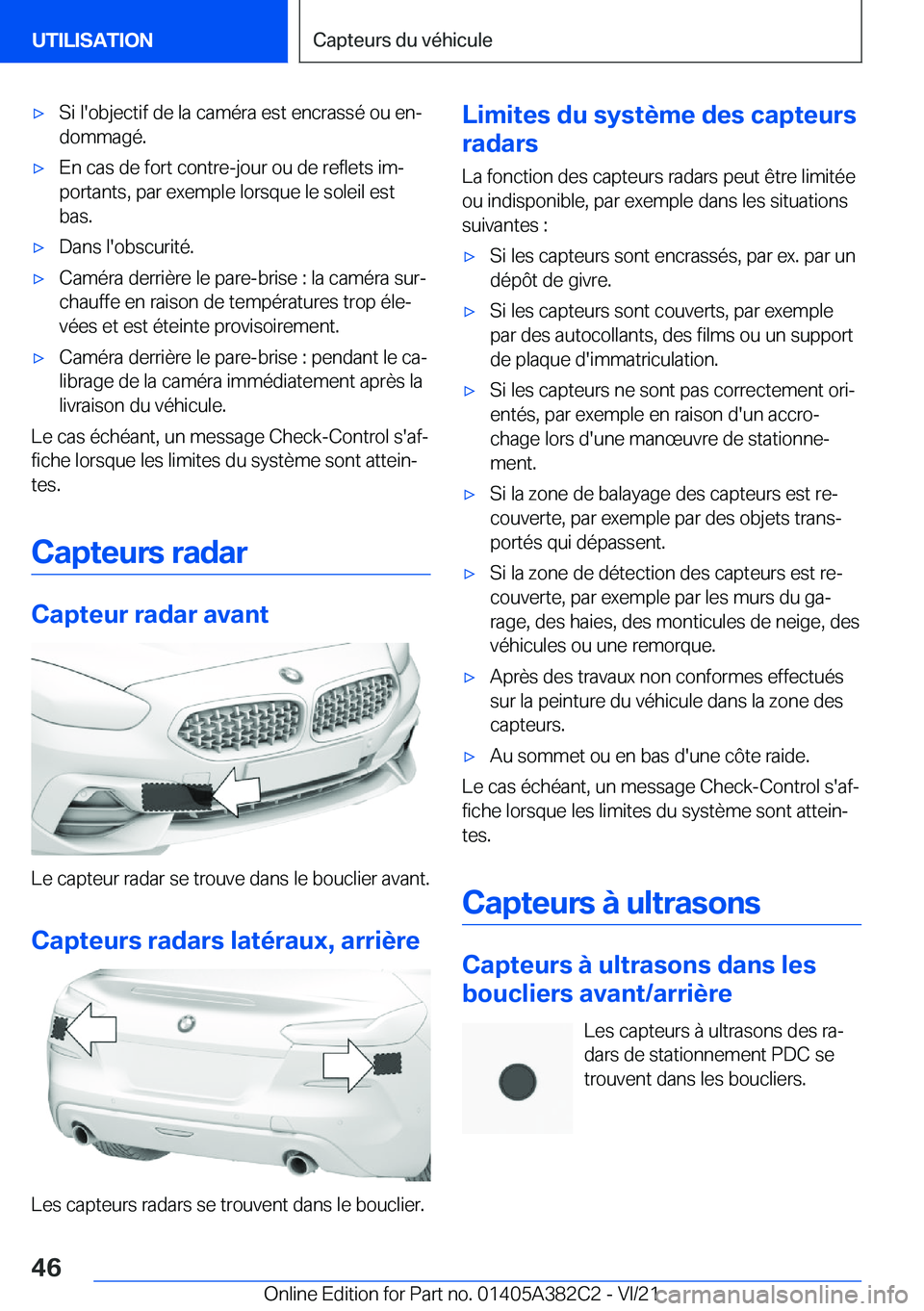 BMW Z4 2022  Notices Demploi (in French) 'x�S�i��l�'�o�b�j�e�c�t�i�f��d�e��l�a��c�a�m�é�r�a��e�s�t��e�n�c�r�a�s�s�é��o�u��e�nj�d�o�m�m�a�g�é�.'x�E�n��c�a�s��d�e��f�o�r�t��c�o�n�t�r�e�-�j�o�u�r��o�u��d�e��r�e�f�