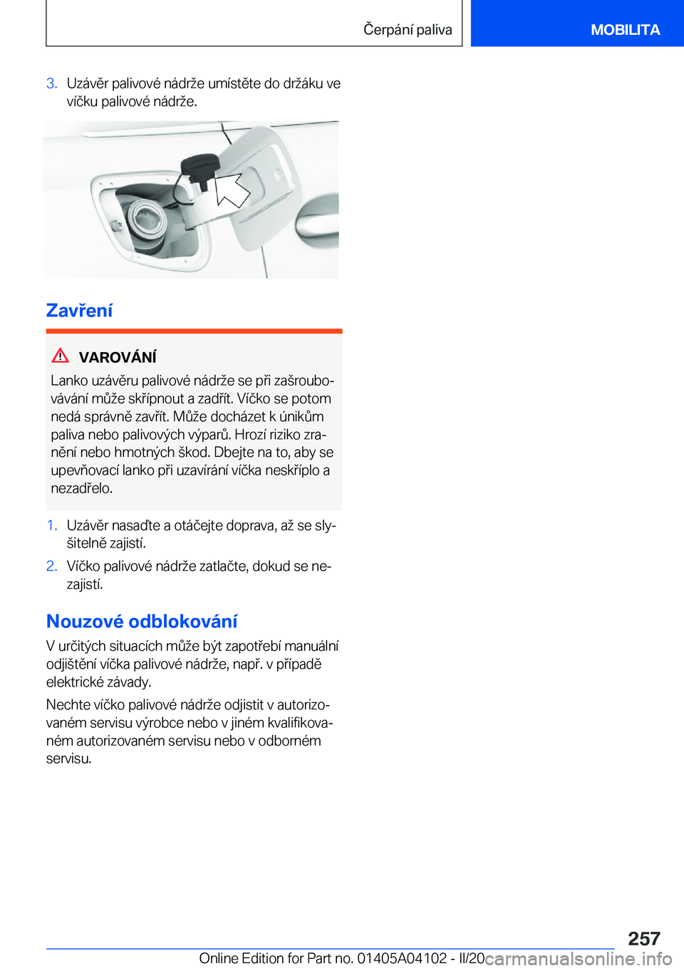 BMW Z4 2020  Návod na použití (in Czech) �3�.�U�z�