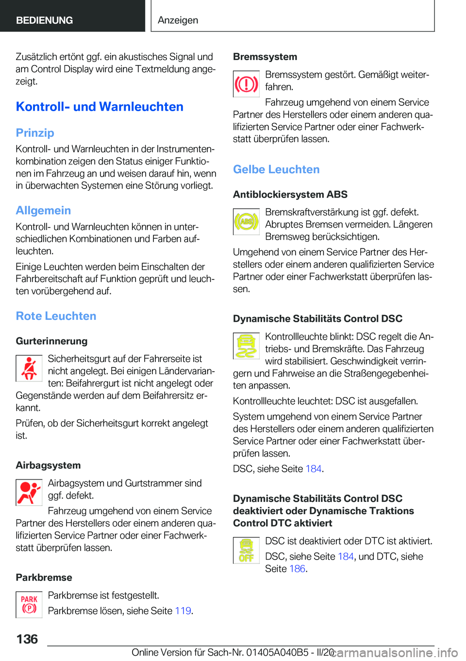 BMW Z4 2020  Betriebsanleitungen (in German) �Z�u�s�ä�t�z�l�i�c�h��e�r�t�