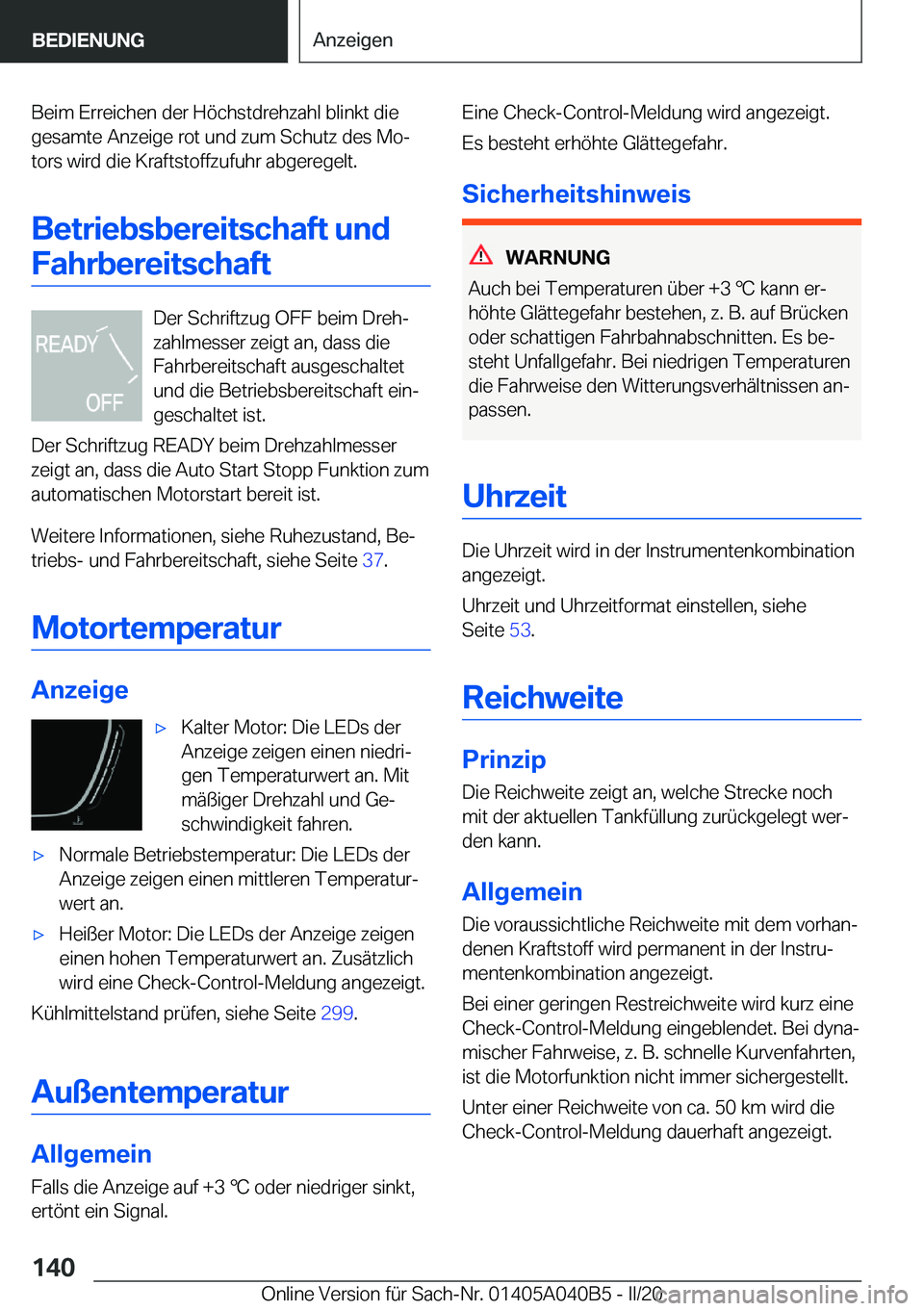 BMW Z4 2020  Betriebsanleitungen (in German) �B�e�i�m��E�r�r�e�i�c�h�e�n��d�e�r��H�