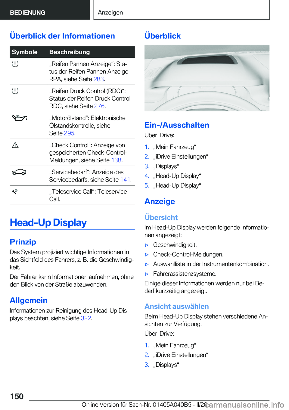 BMW Z4 2020  Betriebsanleitungen (in German) �