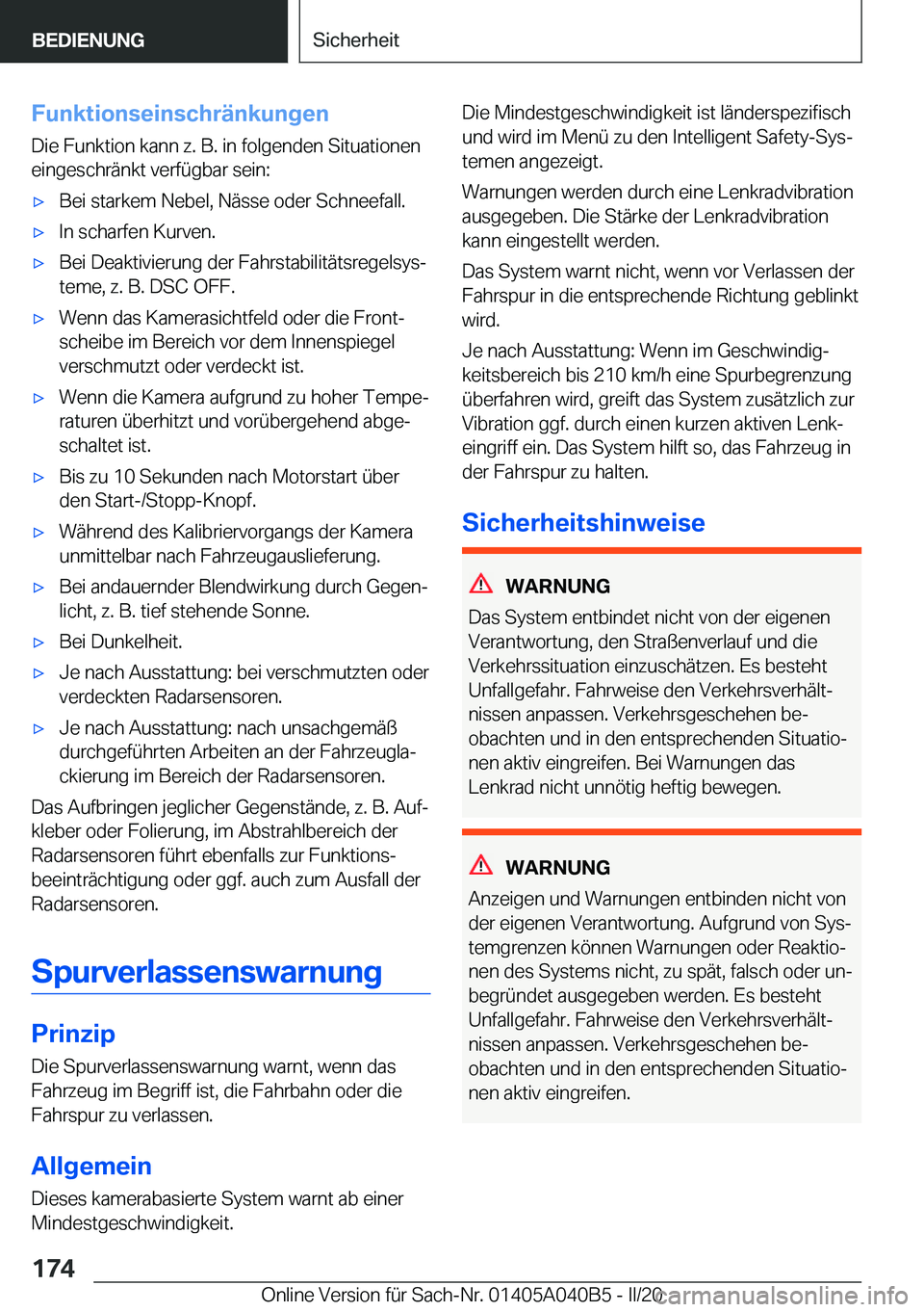 BMW Z4 2020  Betriebsanleitungen (in German) �F�u�n�k�t�i�o�n�s�e�i�n�s�c�h�r�