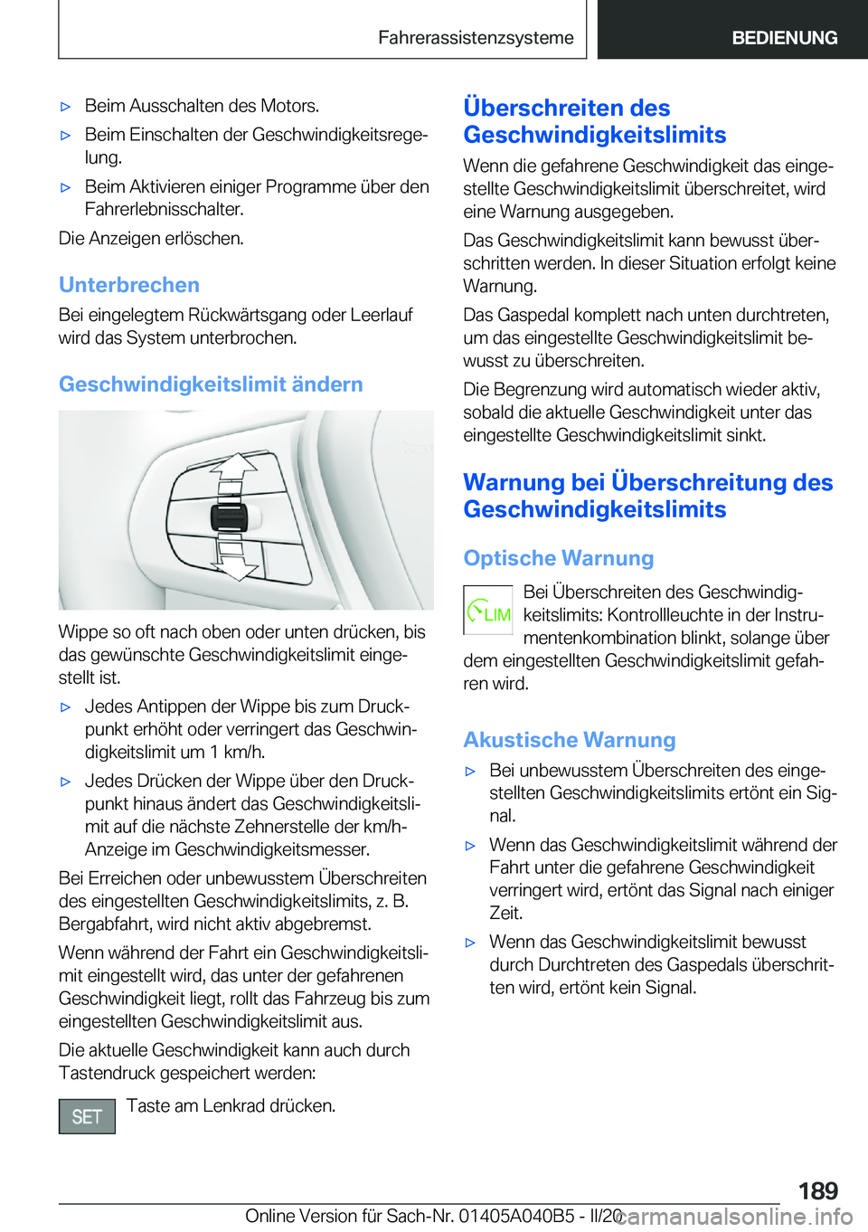 BMW Z4 2020  Betriebsanleitungen (in German) 'x�B�e�i�m��A�u�s�s�c�h�a�l�t�e�n��d�e�s��M�o�t�o�r�s�.'x�B�e�i�m��E�i�n�s�c�h�a�l�t�e�n��d�e�r��G�e�s�c�h�w�i�n�d�i�g�k�e�i�t�s�r�e�g�ej�l�u�n�g�.'x�B�e�i�m��A�k�t�i�v�i�e�r�e�n�
