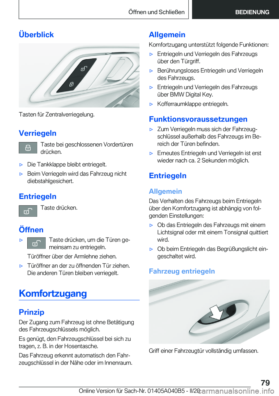 BMW Z4 2020  Betriebsanleitungen (in German) �