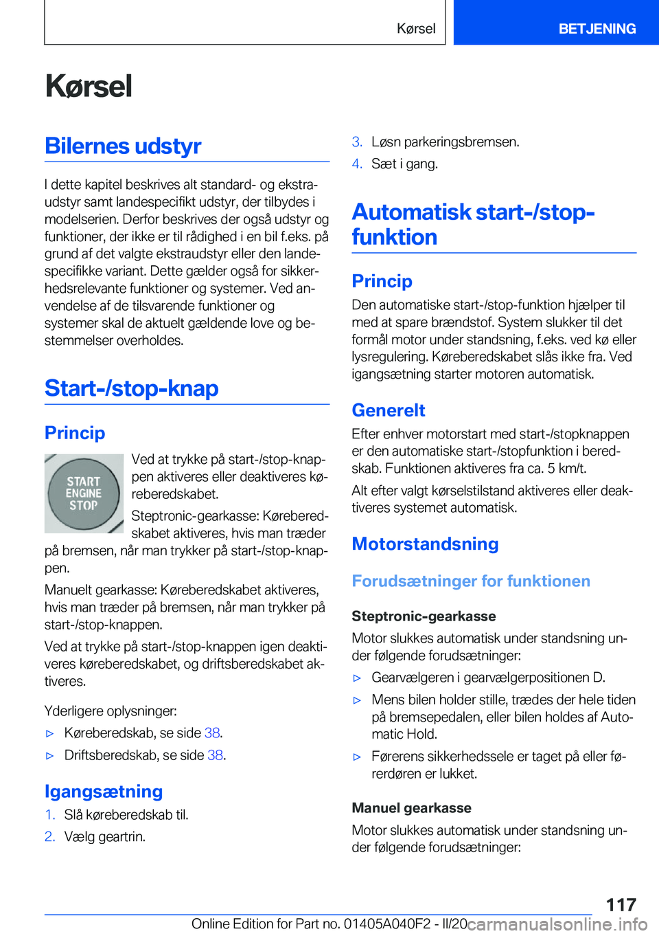 BMW Z4 2020  InstruktionsbØger (in Danish) �K�