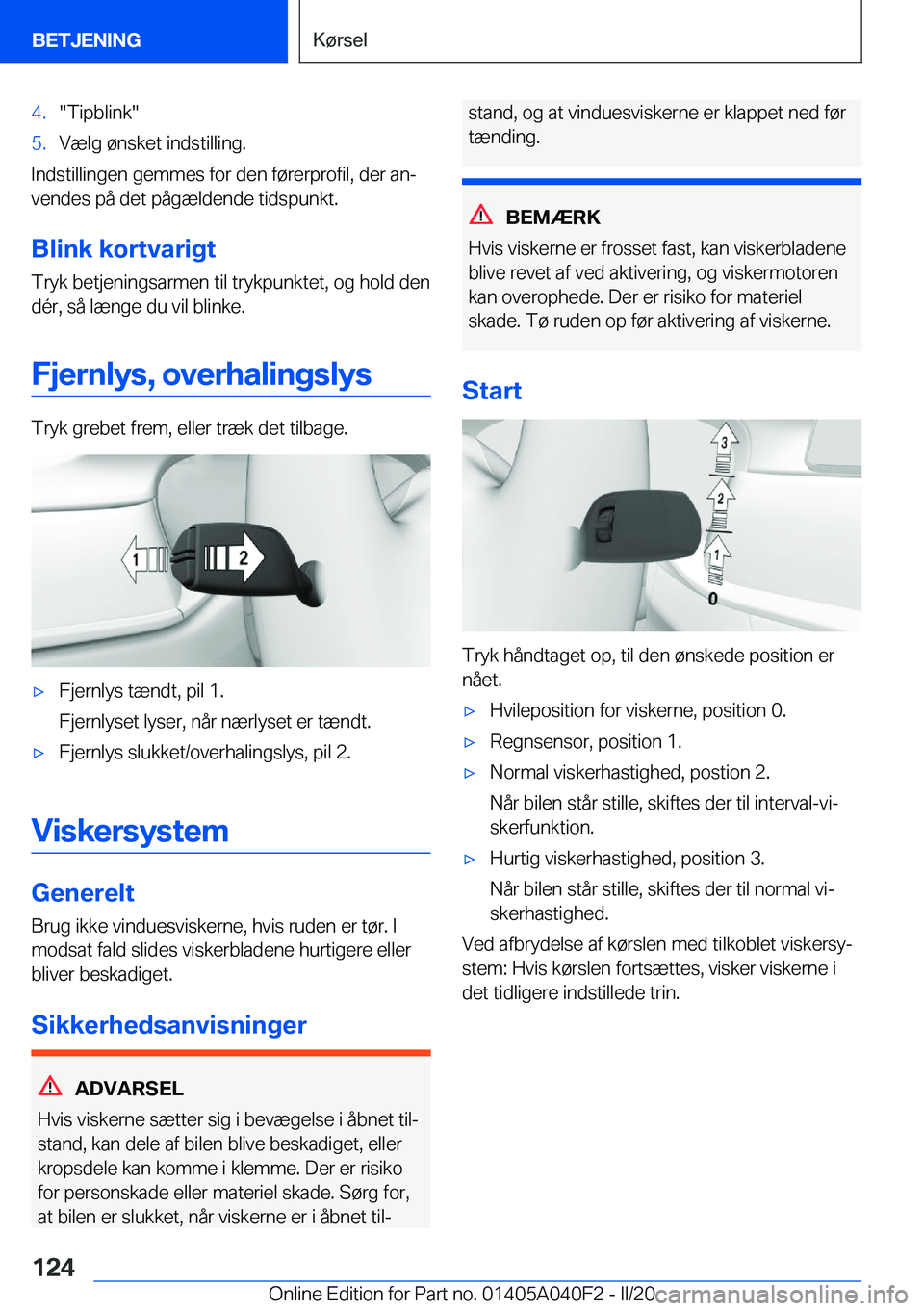 BMW Z4 2020  InstruktionsbØger (in Danish) �4�.��T�i�p�b�l�i�n�k��5�.�V�æ�l�g��