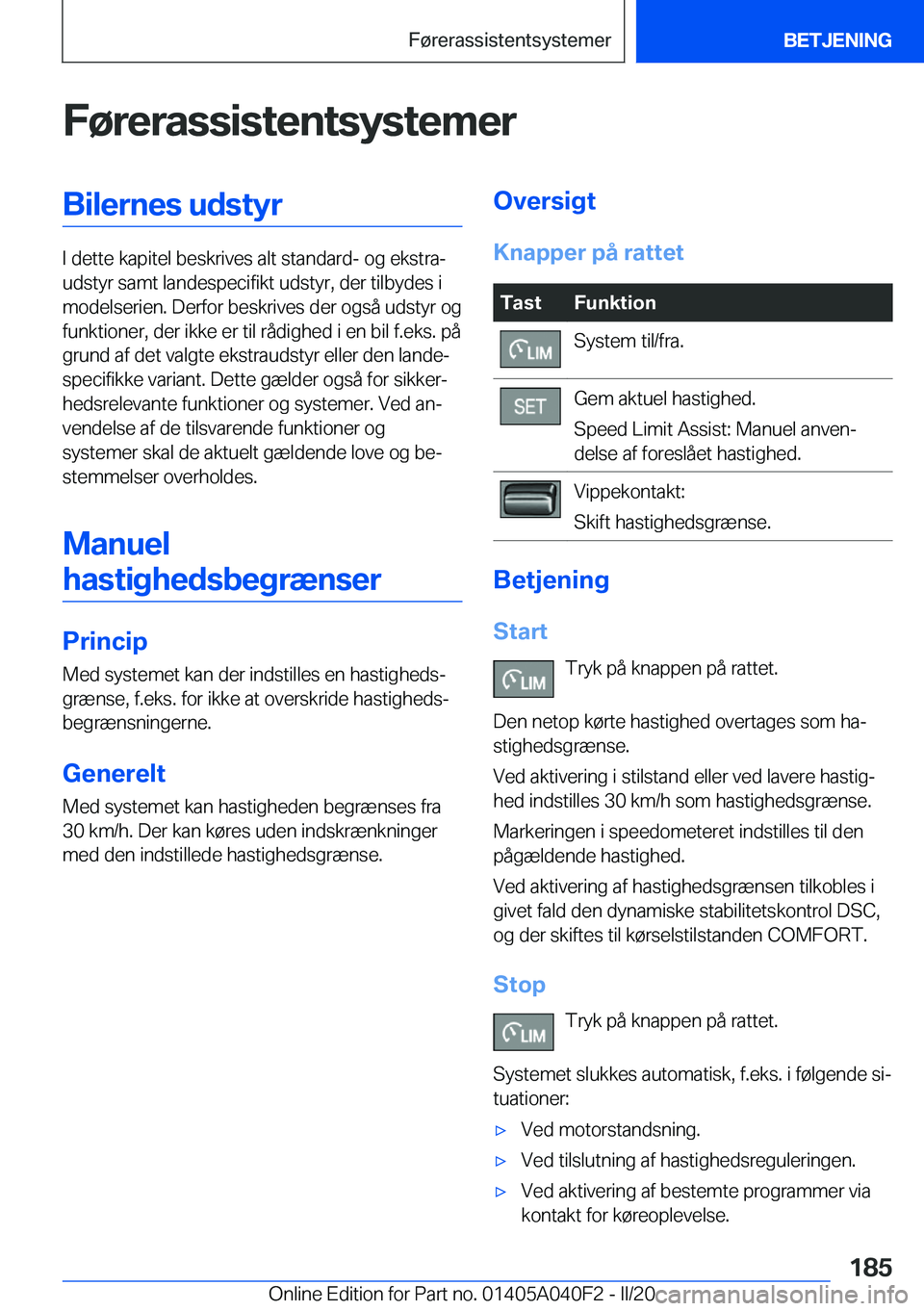 BMW Z4 2020  InstruktionsbØger (in Danish) �F�