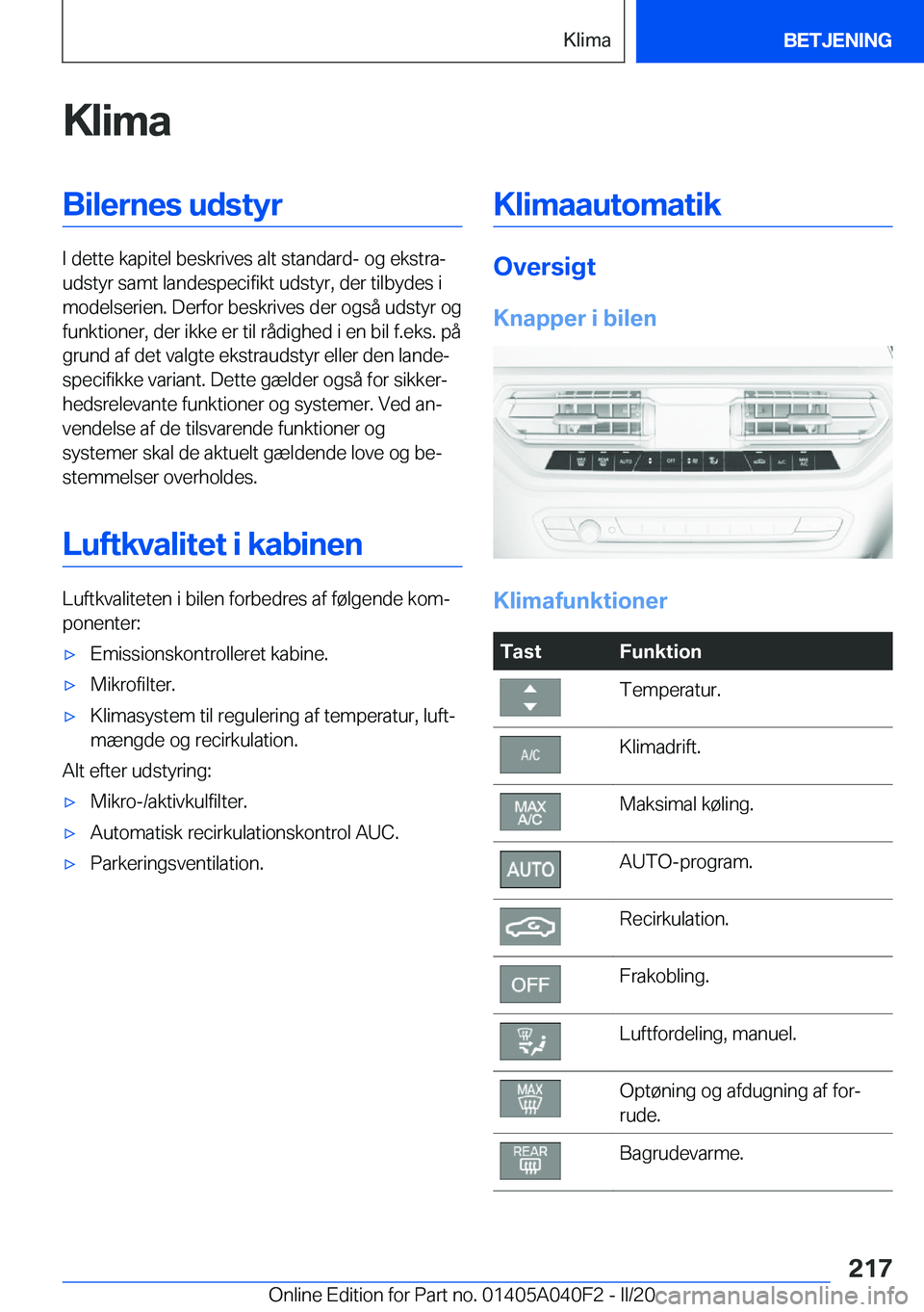 BMW Z4 2020  InstruktionsbØger (in Danish) �K�l�i�m�a�B�i�l�e�r�n�e�s��u�d�s�t�y�r
�I��d�e�t�t�e��k�a�p�i�t�e�l��b�e�s�k�r�i�v�e�s��a�l�t��s�t�a�n�d�a�r�d�-��o�g��e�k�s�t�r�aj
�u�d�s�t�y�r��s�a�m�t��l�a�n�d�e�s�p�e�c�i�f�i�k�t��u�d