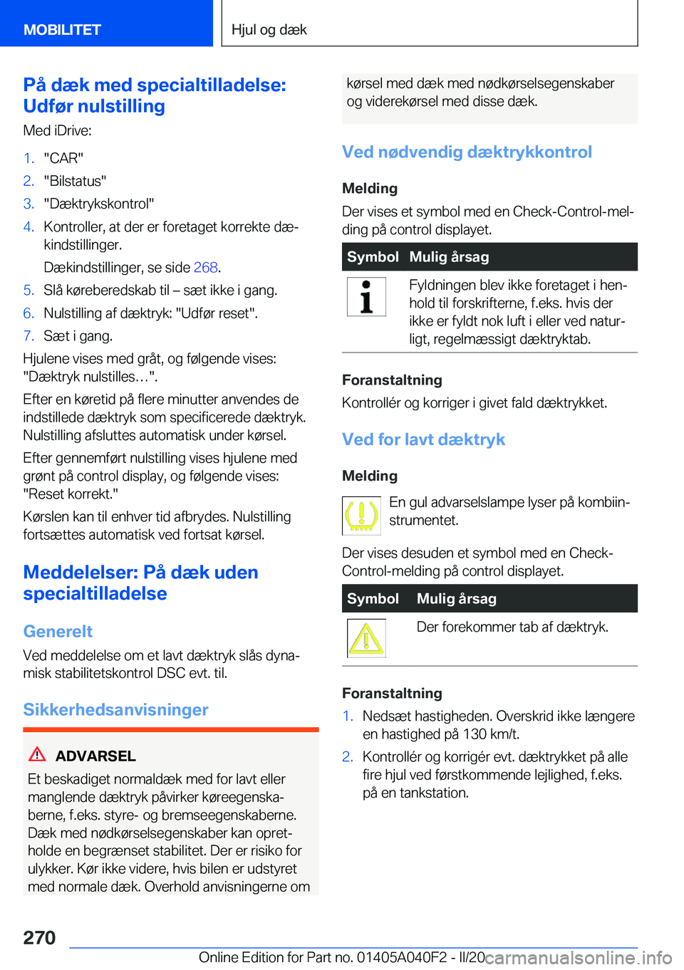 BMW Z4 2020  InstruktionsbØger (in Danish) �P�å��d�æ�k��m�e�d��s�p�e�c�i�a�l�t�i�l�l�a�d�e�l�s�e�:
�U�d�f�