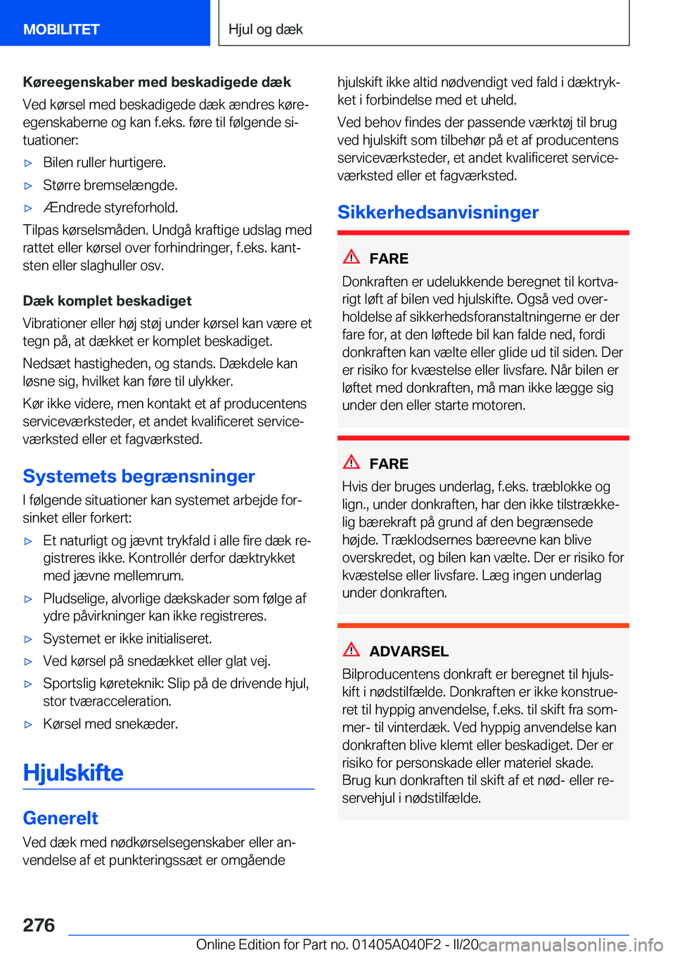 BMW Z4 2020  InstruktionsbØger (in Danish) �K�
