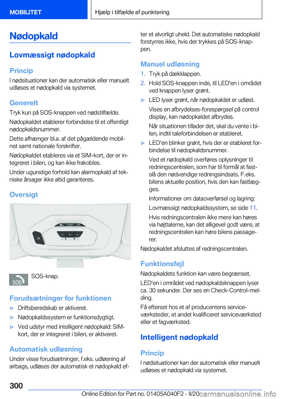 BMW Z4 2020  InstruktionsbØger (in Danish) �N�