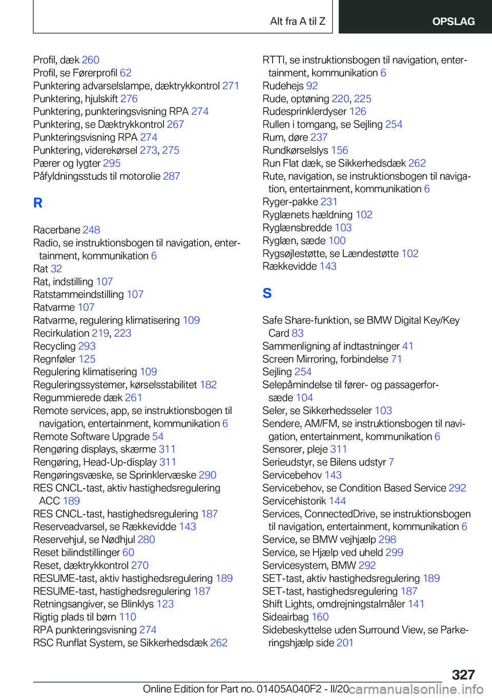 BMW Z4 2020  InstruktionsbØger (in Danish) �P�r�o�f�i�l�,��d�æ�k��2�6�0�
�P�r�o�f�i�l�,��s�e��F�