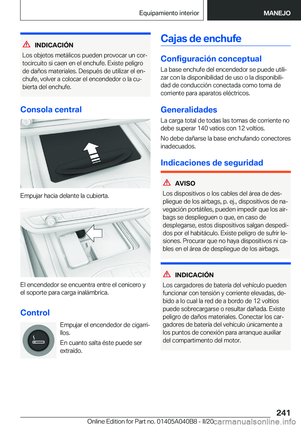 BMW Z4 2020  Manuales de Empleo (in Spanish) �I�N�D�I�C�A�C�I�