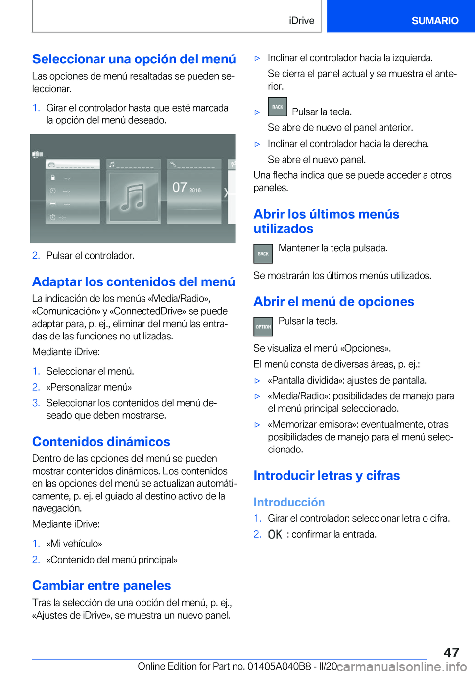 BMW Z4 2020  Manuales de Empleo (in Spanish) �S�e�l�e�c�c�i�o�n�a�r��u�n�a��o�p�c�i�