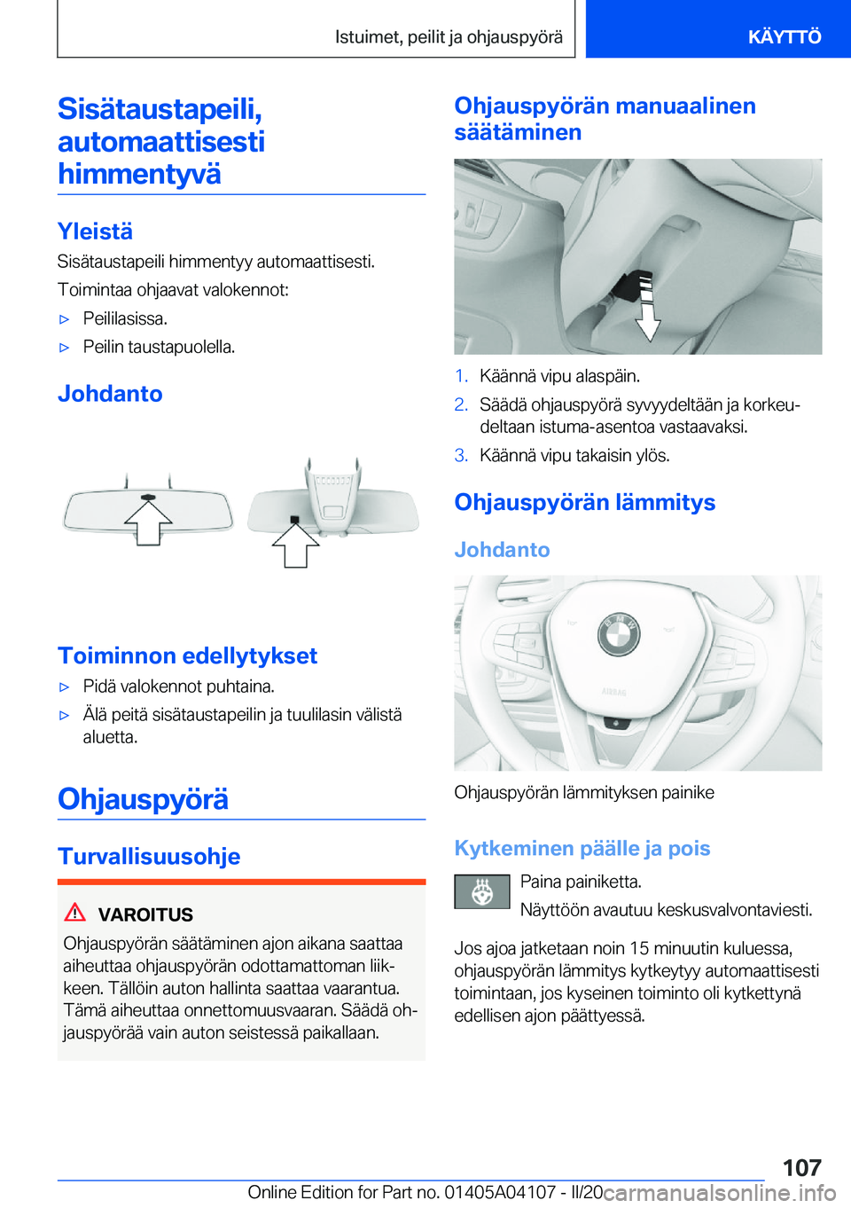 BMW Z4 2020  Omistajan Käsikirja (in Finnish) �S�i�s�