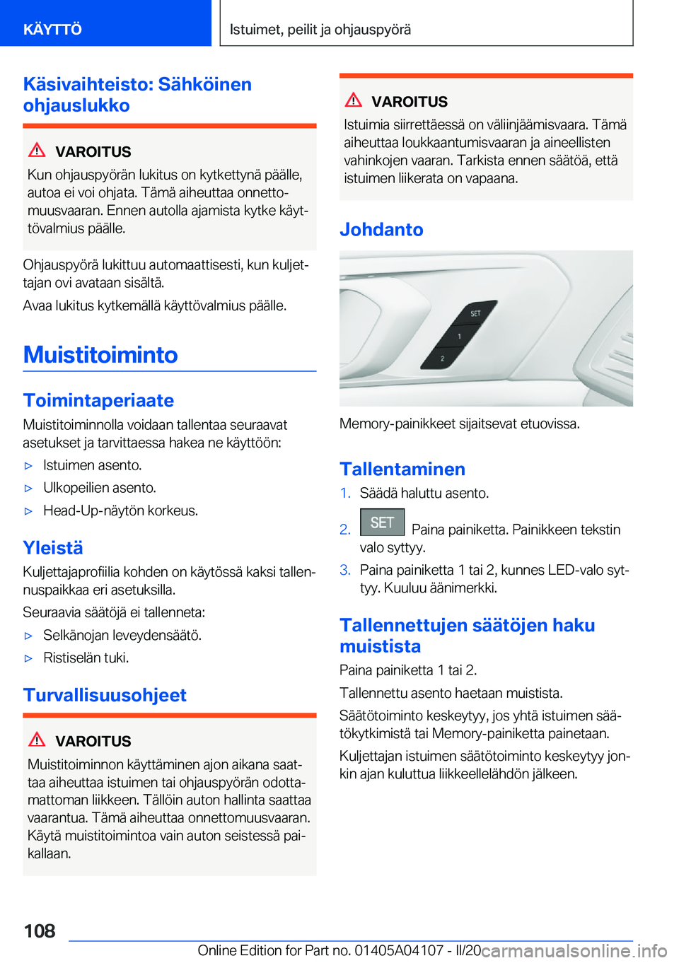 BMW Z4 2020  Omistajan Käsikirja (in Finnish) �K�