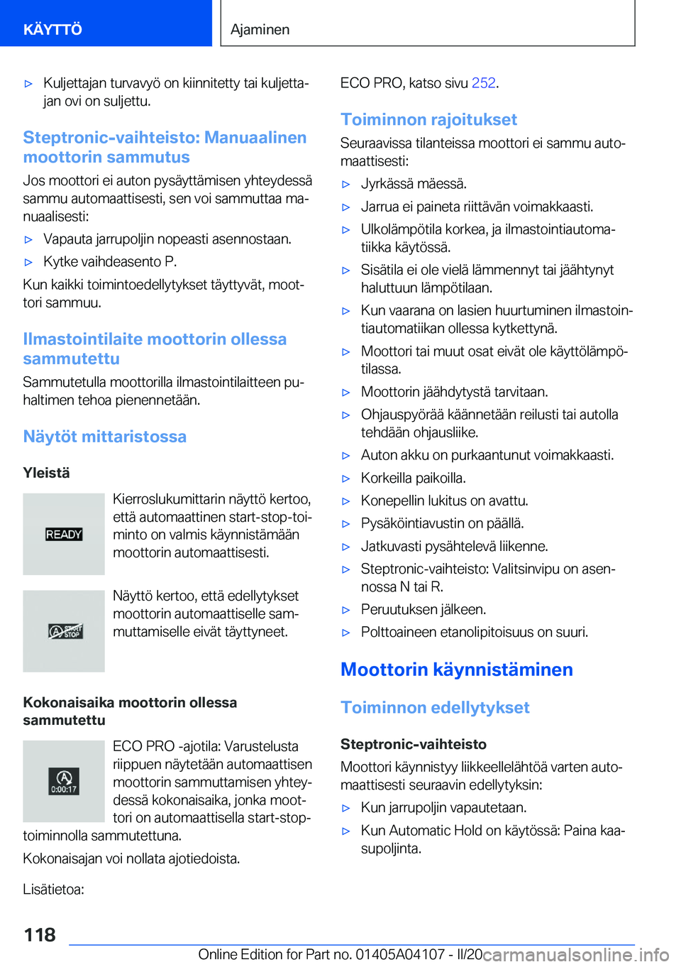 BMW Z4 2020  Omistajan Käsikirja (in Finnish) 'x�K�u�l�j�e�t�t�a�j�a�n��t�u�r�v�a�v�y�