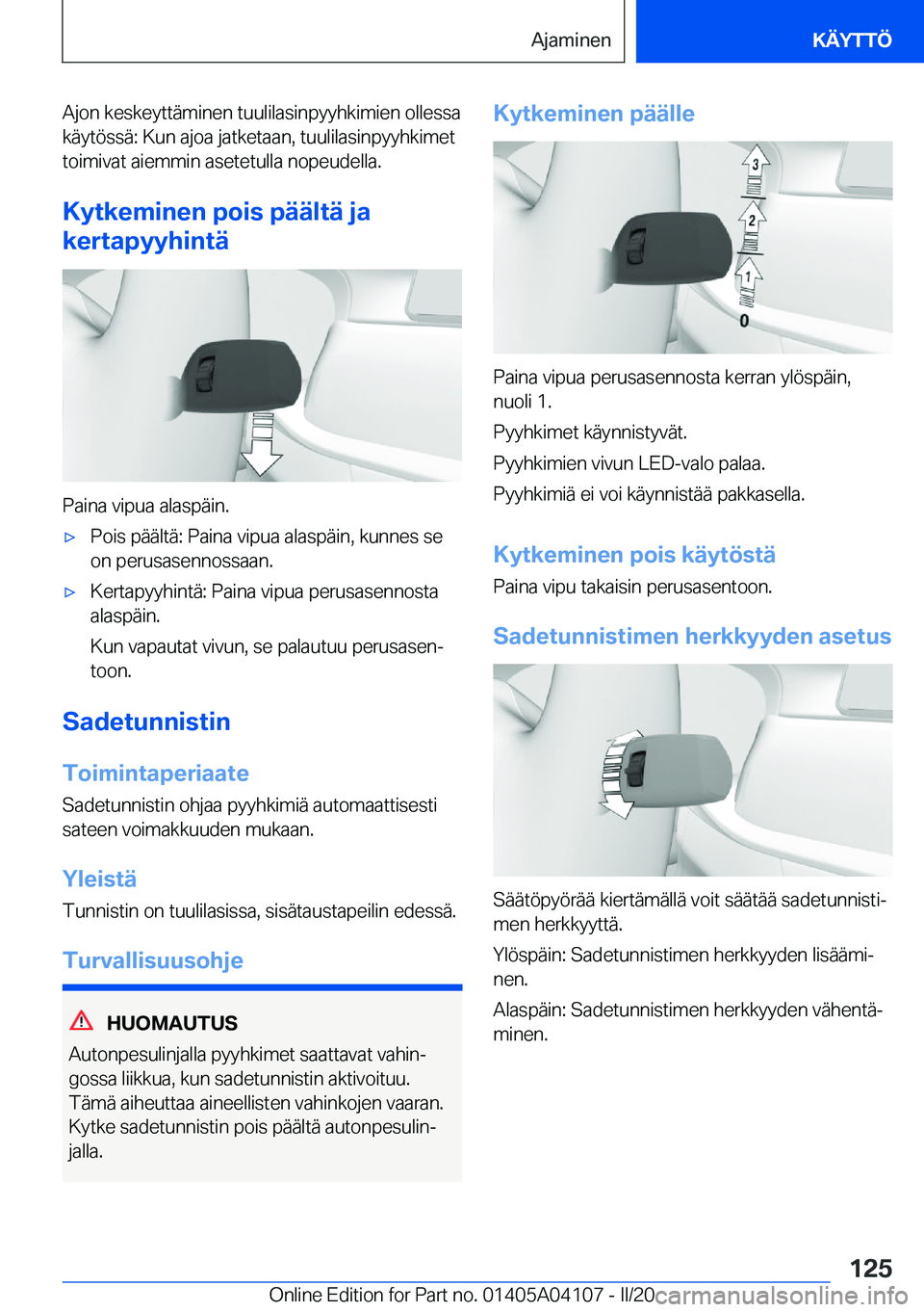 BMW Z4 2020  Omistajan Käsikirja (in Finnish) �A�j�o�n��k�e�s�k�e�y�t�t�