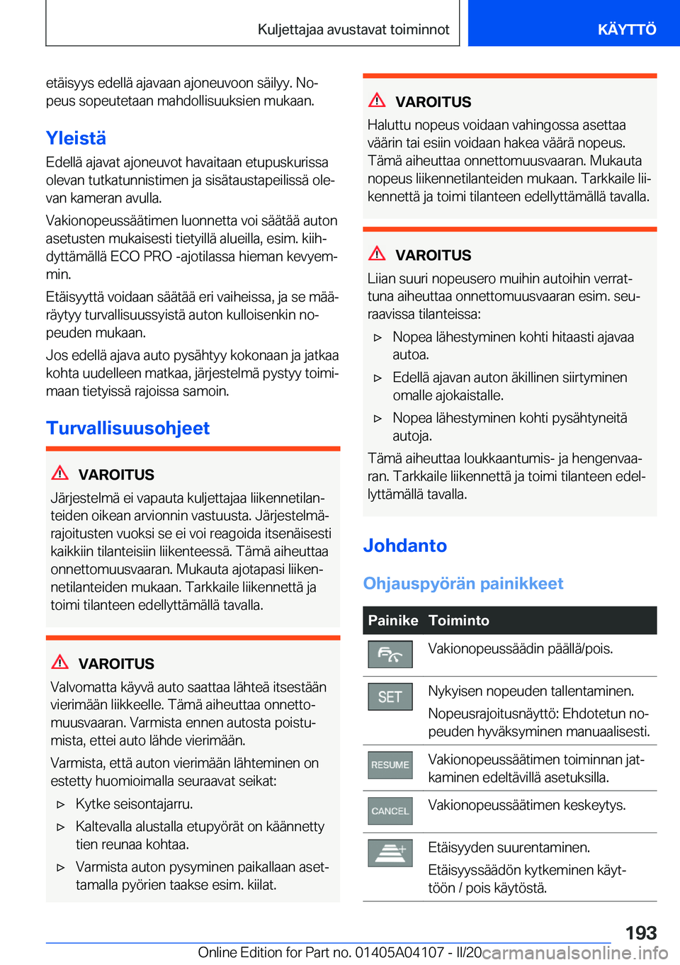 BMW Z4 2020  Omistajan Käsikirja (in Finnish) �e�t�
