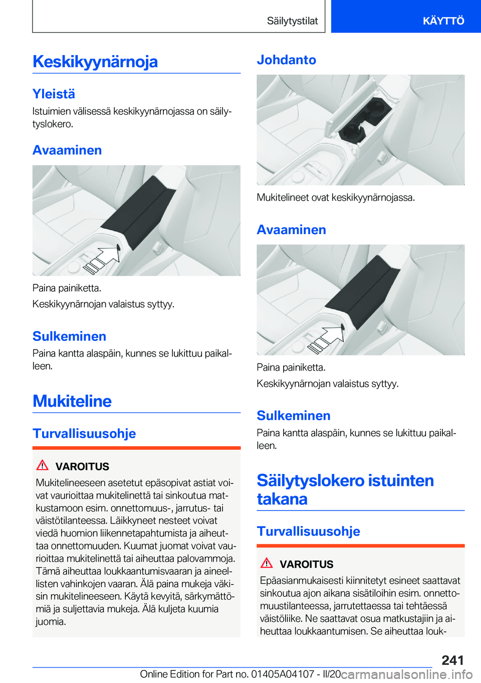 BMW Z4 2020  Omistajan Käsikirja (in Finnish) �K�e�s�k�i�k�y�y�n�