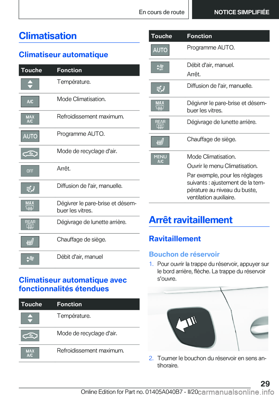 BMW Z4 2020  Notices Demploi (in French) �C�l�i�m�a�t�i�s�a�t�i�o�n
�C�l�i�m�a�t�i�s�e�u�r��a�u�t�o�m�a�t�i�q�u�e
�T�o�u�c�h�e�F�o�n�c�t�i�o�n�T�e�m�p�é�r�a�t�u�r�e�.�M�o�d�e��C�l�i�m�a�t�i�s�a�t�i�o�n�.�R�e�f�r�o�i�d�i�s�s�e�m�e�n�t��m�