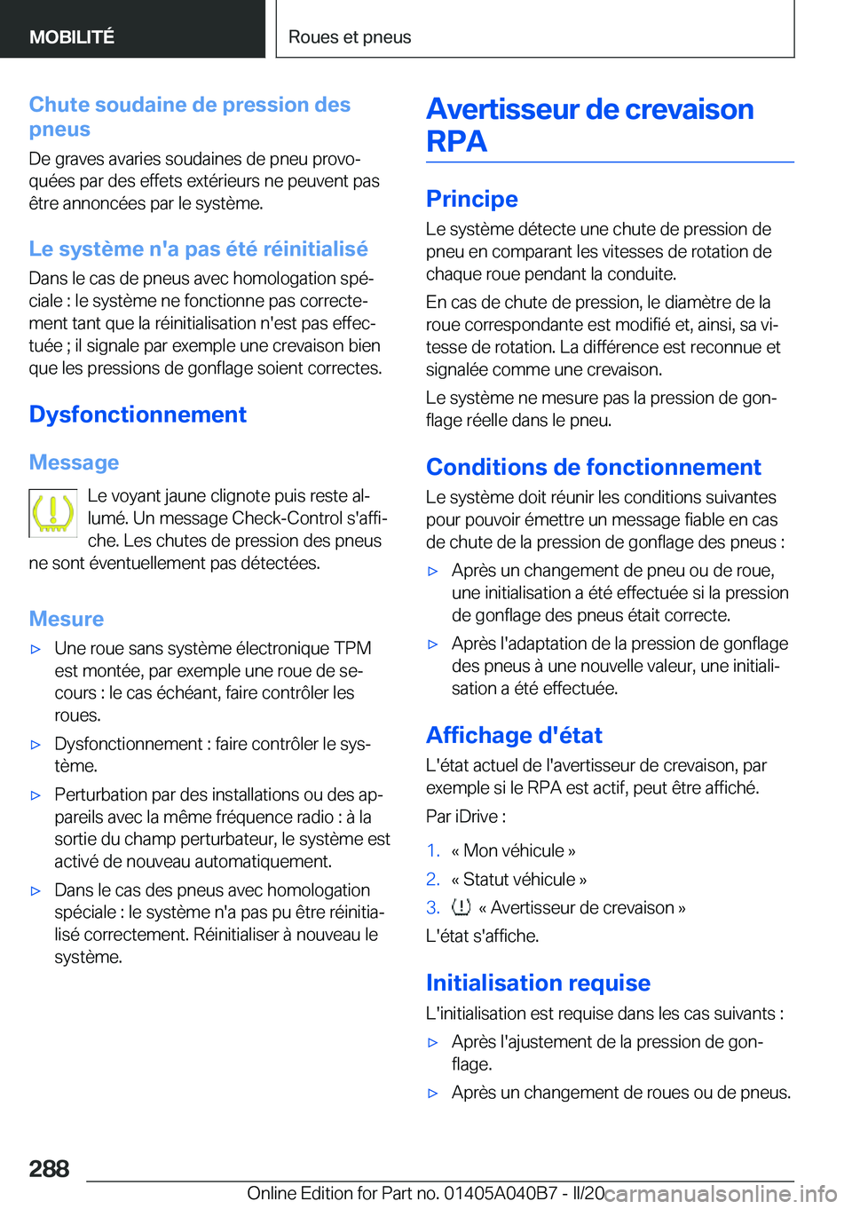 BMW Z4 2020  Notices Demploi (in French) �C�h�u�t�e��s�o�u�d�a�i�n�e��d�e��p�r�e�s�s�i�o�n��d�e�s
�p�n�e�u�s
�D�e��g�r�a�v�e�s��a�v�a�r�i�e�s��s�o�u�d�a�i�n�e�s��d�e��p�n�e�u��p�r�o�v�oj
�q�u�é�e�s��p�a�r��d�e�s��e�f�f�e�t�s�