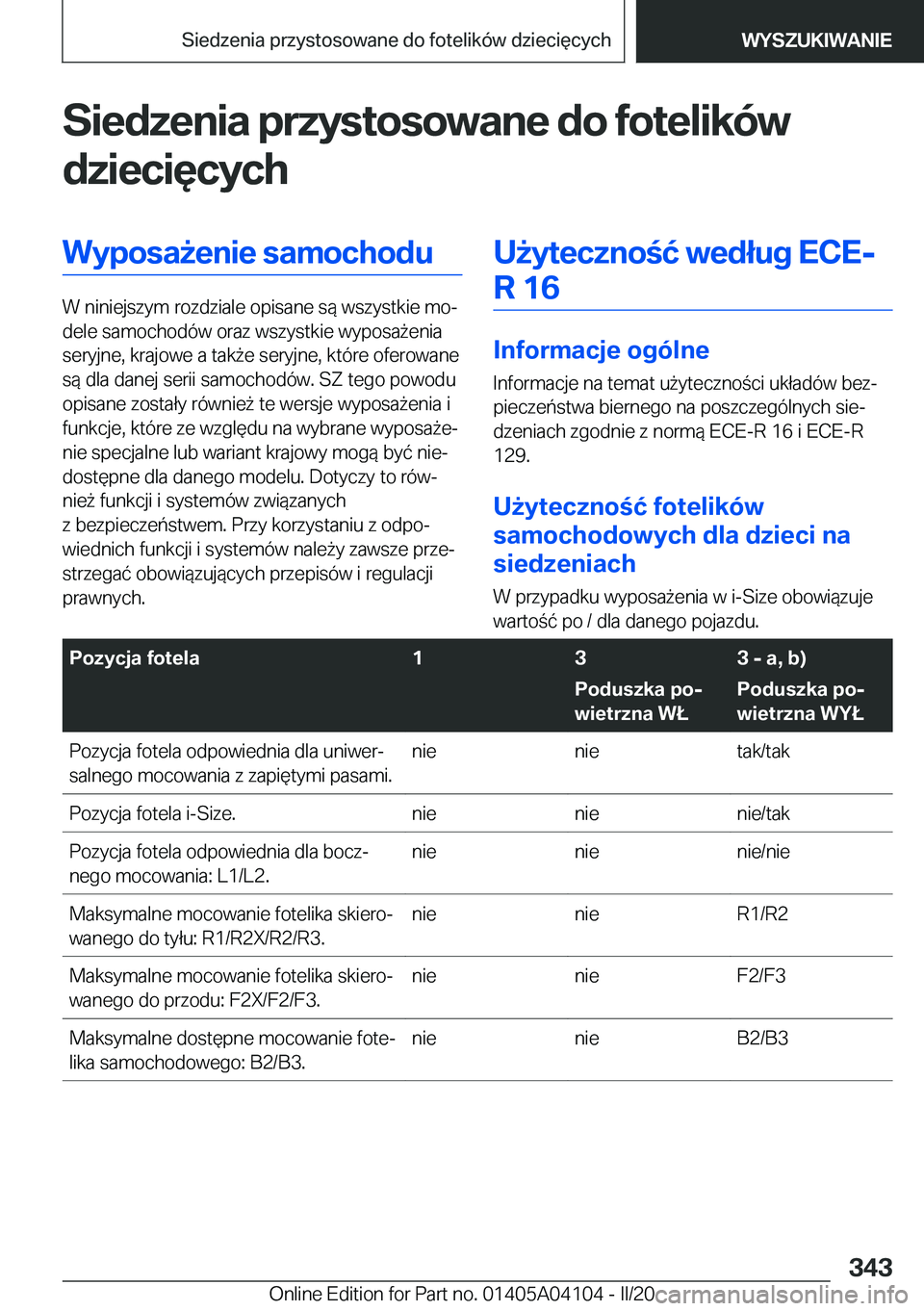 BMW Z4 2020  Instrukcja obsługi (in Polish) �S�i�e�d�z�e�n�i�a��p�r�z�y�s�t�o�s�o�w�a�n�e��d�o��f�o�t�e�l�i�k�