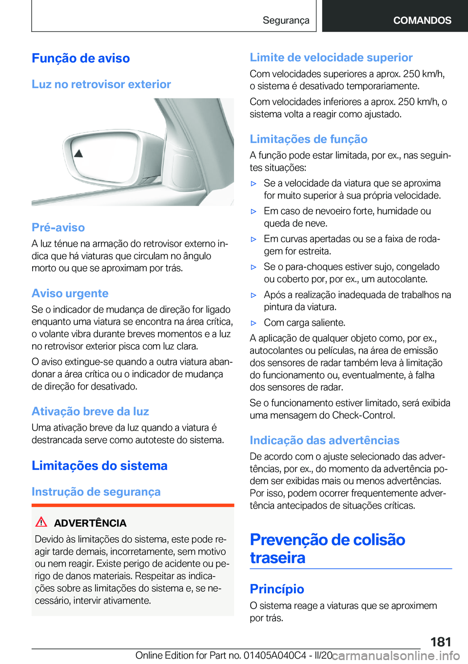 BMW Z4 2020  Manual do condutor (in Portuguese) �F�u�n�
