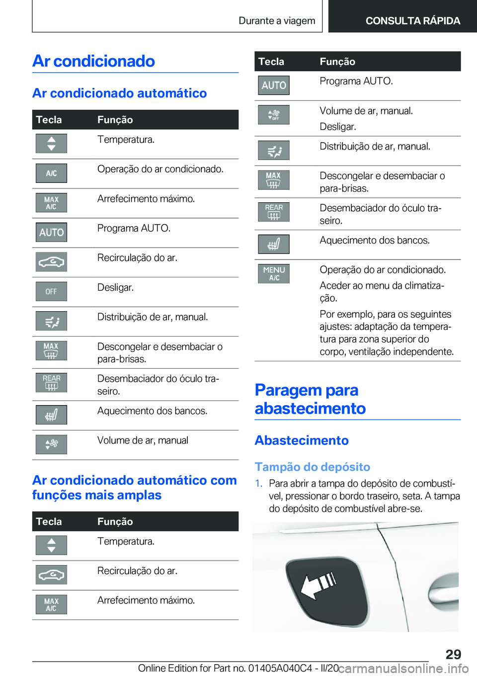 BMW Z4 2020  Manual do condutor (in Portuguese) �A�r��c�o�n�d�i�c�i�o�n�a�d�o
�A�r��c�o�n�d�i�c�i�o�n�a�d�o��a�u�t�o�m�á�t�i�c�o
�T�e�c�l�a�F�u�n�
