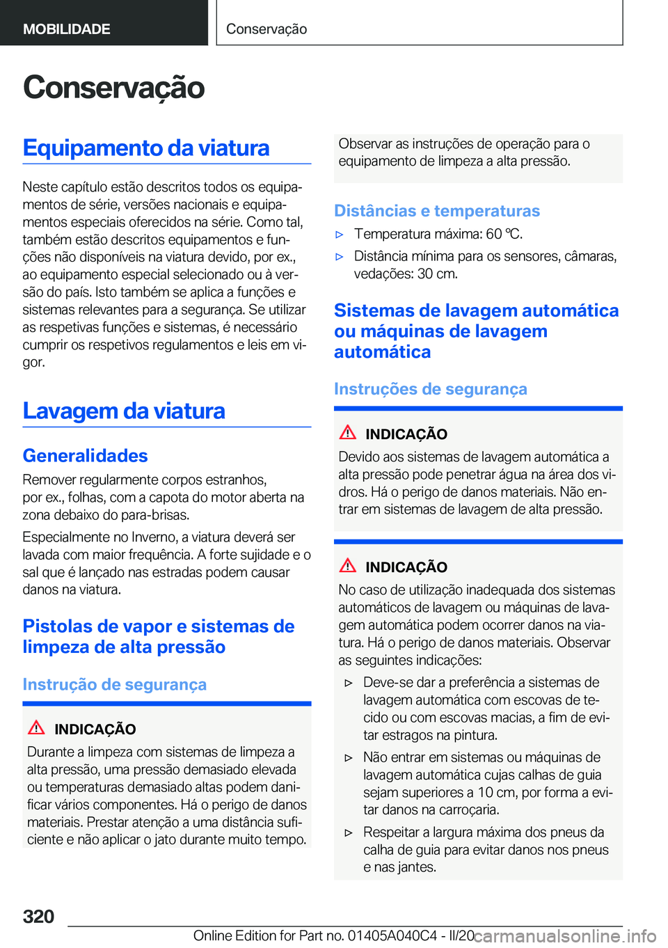 BMW Z4 2020  Manual do condutor (in Portuguese) �C�o�n�s�e�r�v�a�