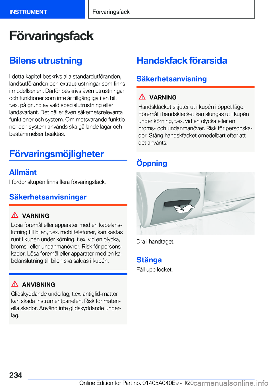 BMW Z4 2020  InstruktionsbÖcker (in Swedish) �F�
