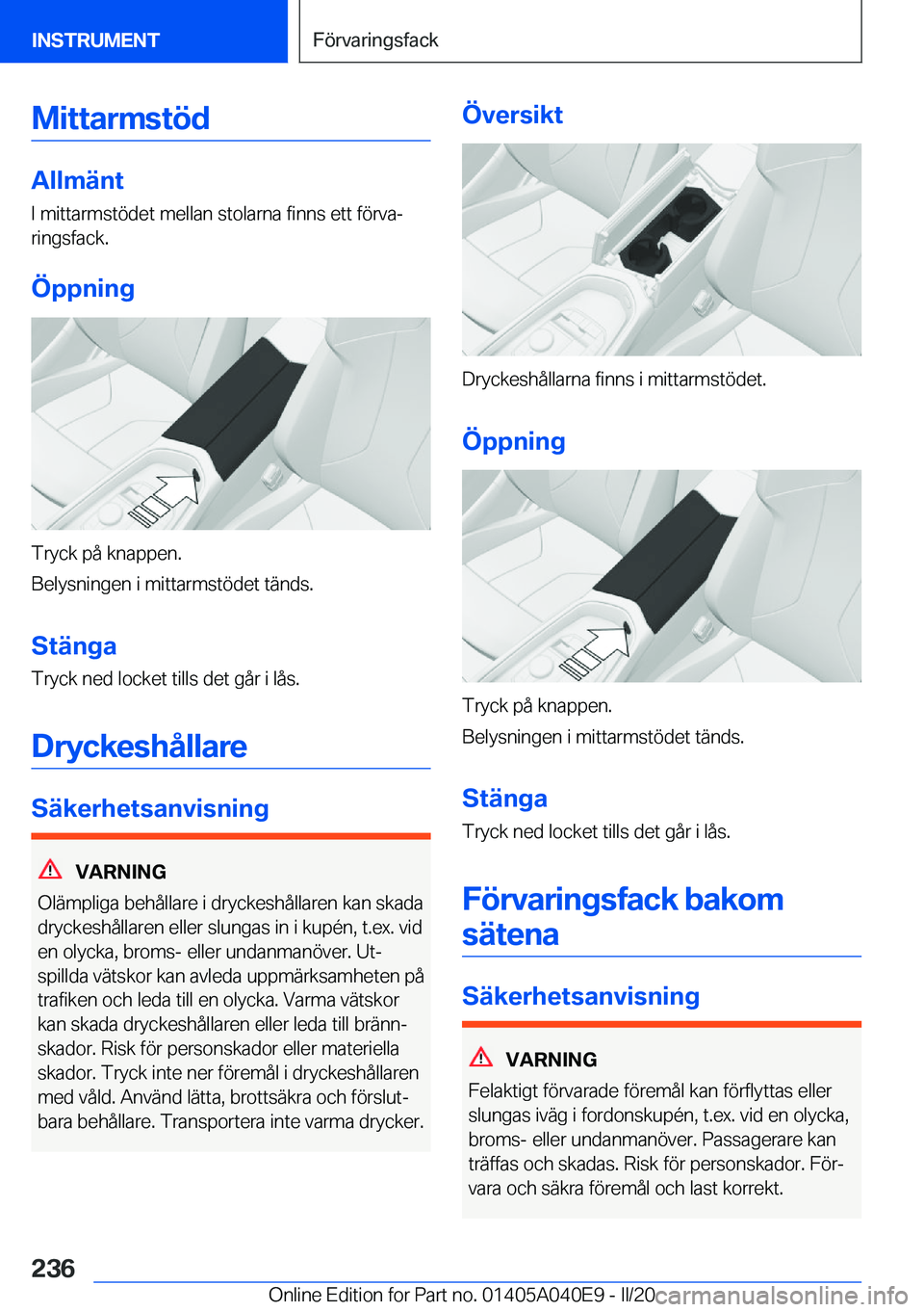 BMW Z4 2020  InstruktionsbÖcker (in Swedish) �M�i�t�t�a�r�m�s�t�