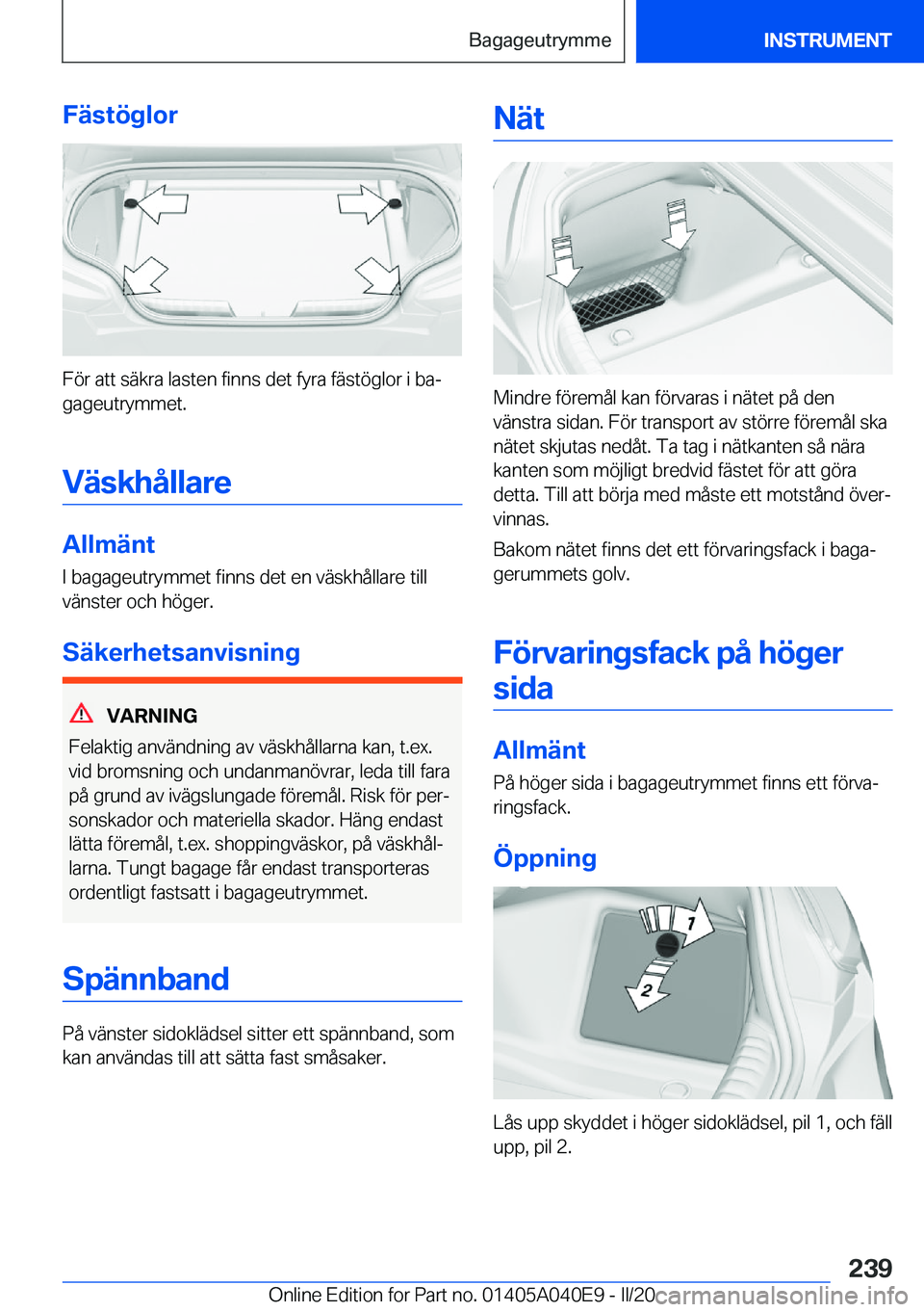 BMW Z4 2020  InstruktionsbÖcker (in Swedish) �F�ä�s�t�