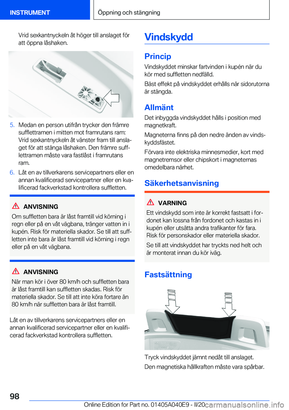 BMW Z4 2020  InstruktionsbÖcker (in Swedish) �V�r�i�d��s�e�x�k�a�n�t�n�y�c�k�e�l�n��å�t��h�