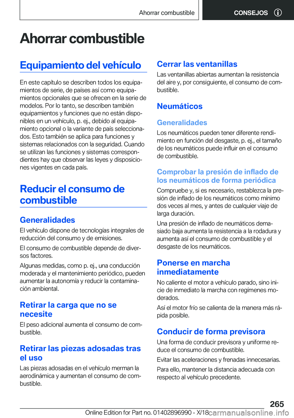 BMW Z4 2019  Manuales de Empleo (in Spanish) �A�h�o�r�r�a�r��c�o�m�b�u�s�t�i�b�l�e�E�q�u�i�p�a�m�i�e�n�t�o��d�e�l��v�e�h�