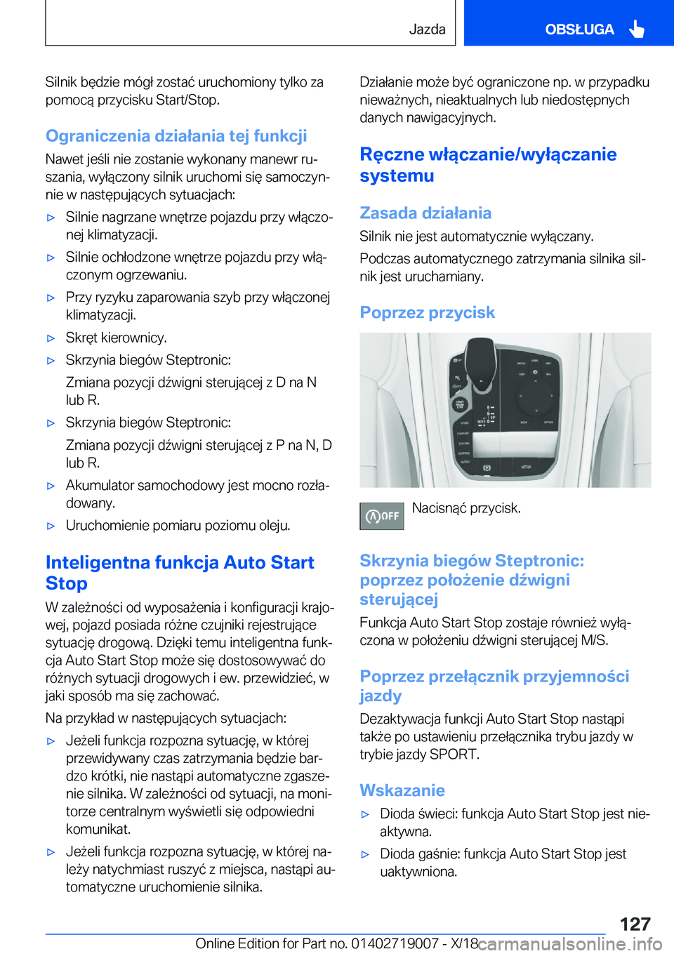BMW Z4 2019  Instrukcja obsługi (in Polish) �S�i�l�n�i�k��b�