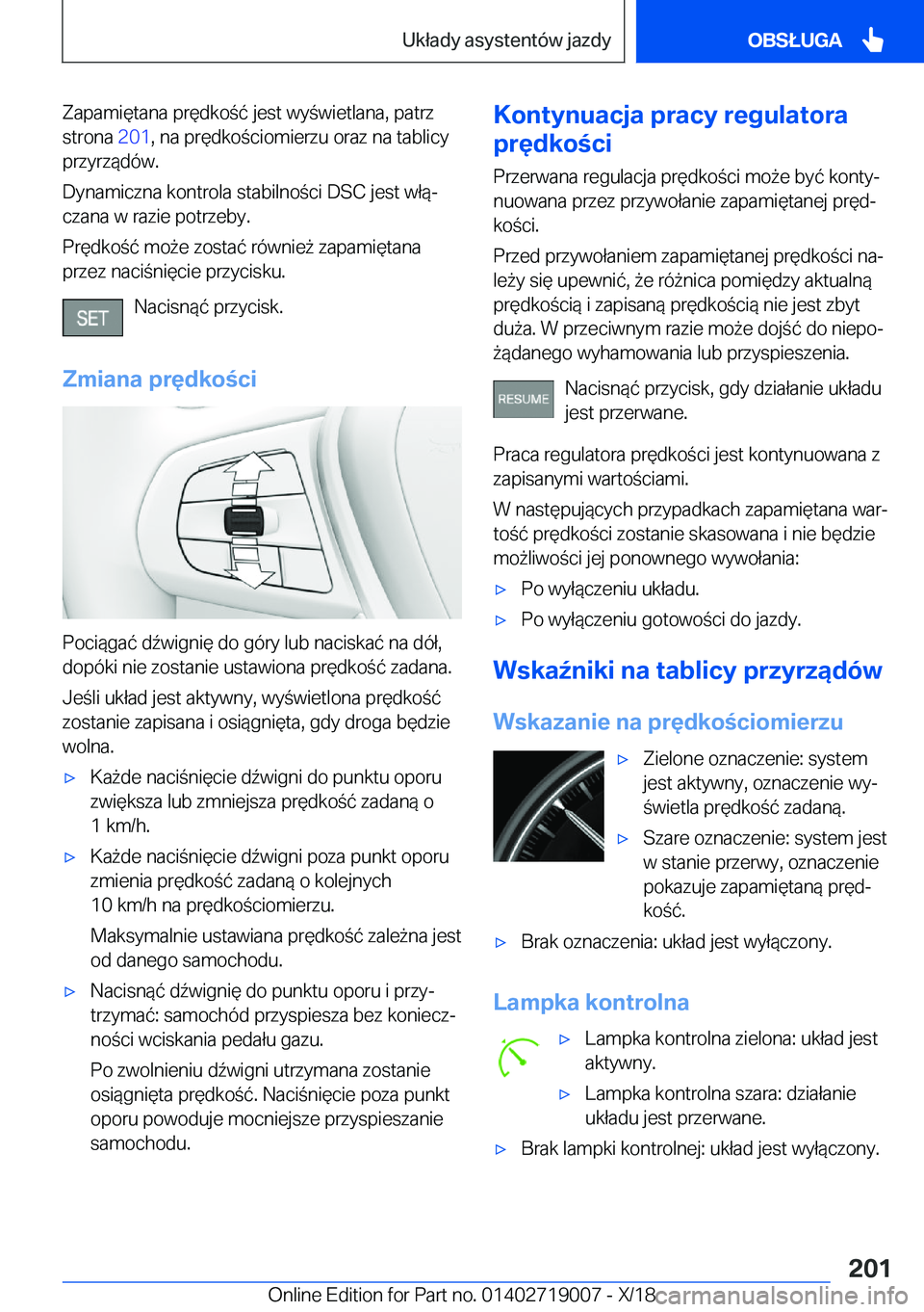 BMW Z4 2019  Instrukcja obsługi (in Polish) �Z�a�p�a�m�i�