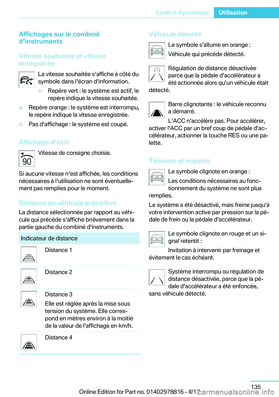 BMW I3 2017  Notices Demploi (in French) �A�f�f�i�c�h�a�g�e�s��s�u�r��l�e��c�o�m�b�i�n�é
�d�'�i�n�s�t�r�u�m�e�n�t�s
�V�i�t�e�s�s�e��s�o�u�h�a�i�t�é�e��e�t��v�i�t�e�s�s�e
�e�n�r�e�g�i�s�t�r�é�e
�L�a� �v�i�t�e�s�s�e� �s�o�u�h�a�i�