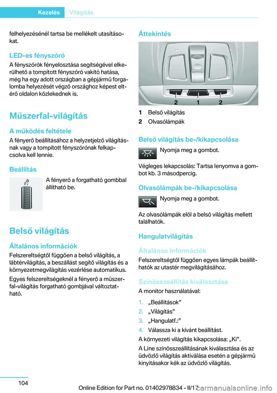 BMW I3 2017  Kezelési útmutató (in Hungarian) �f�e�l�h�e�l�y�e�z�
