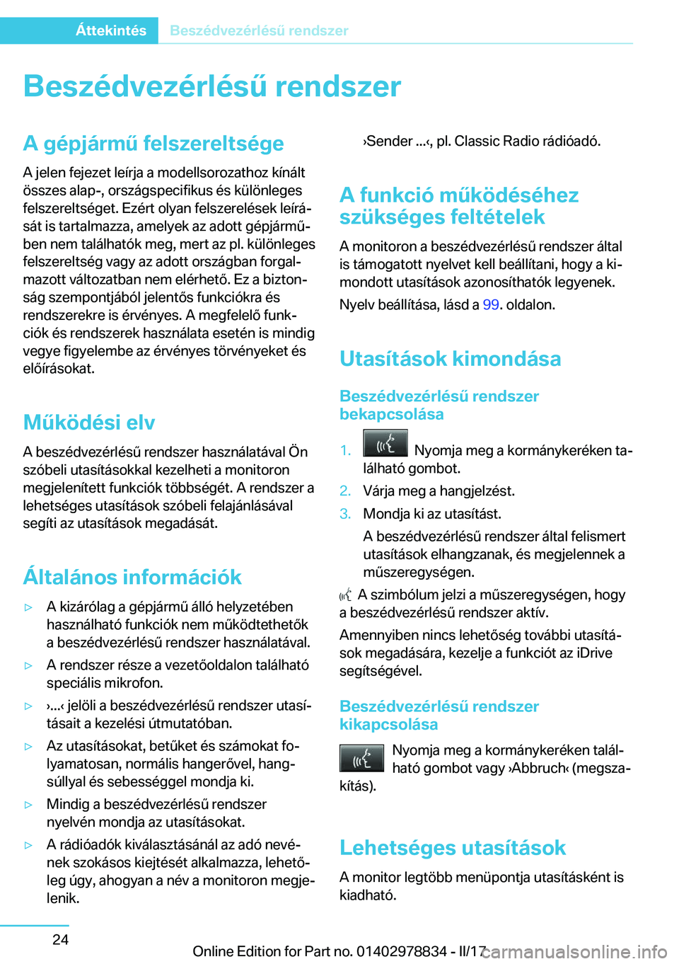 BMW I3 2017  Kezelési útmutató (in Hungarian) �B�e�s�z�