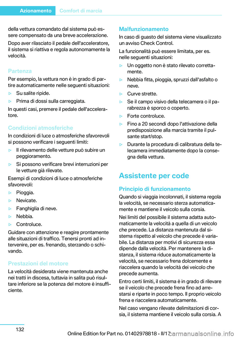 BMW I3 2017  Libretti Di Uso E manutenzione (in Italian) �d�e�l�l�a� �v�e�t�t�u�r�a� �c�o�m�a�n�d�a�t�o� �d�a�l� �s�i�s�t�e�m�a� �p�u�