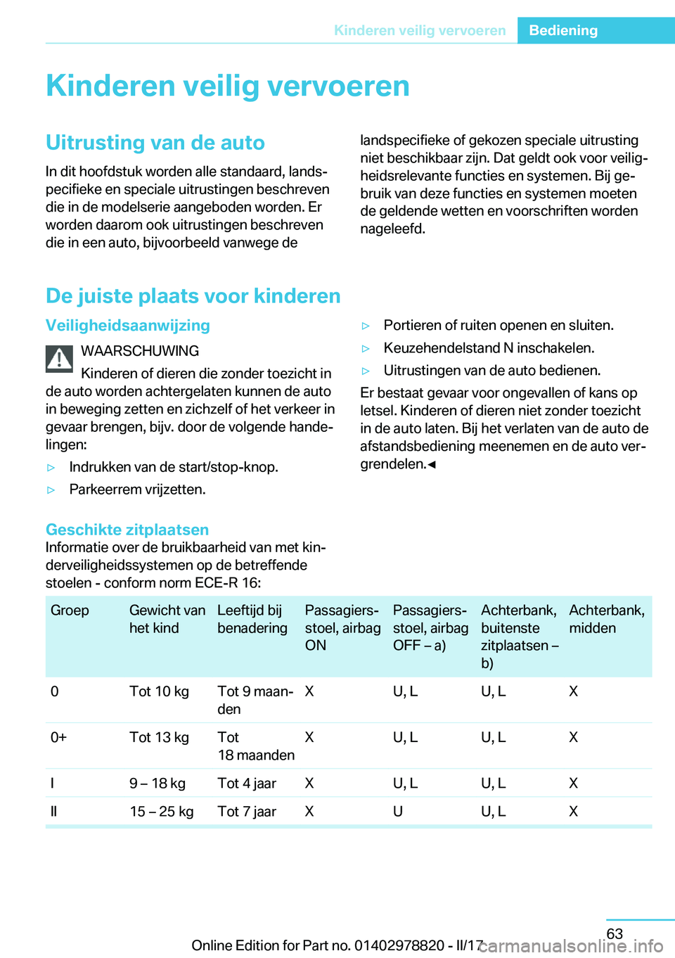 BMW I3 2017  Instructieboekjes (in Dutch) �K�i�n�d�e�r�e�n��v�e�i�l�i�g��v�e�r�v�o�e�r�e�n�U�i�t�r�u�s�t�i�n�g��v�a�n��d�e��a�u�t�o�I�n� �d�i�t� �h�o�o�f�d�s�t�u�k� �w�o�r�d�e�n� �a�l�l�e� �s�t�a�n�d�a�a�r�d�,� �l�a�n�d�sj
�p�e�c�i�f�i�