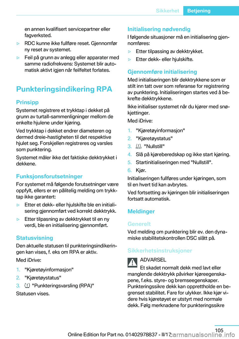 BMW I3 2017  InstruksjonsbØker (in Norwegian) �e�n� �a�n�n�e�n� �k�v�a�l�i�f�i�s�e�r�t� �s�e�r�v�i�c�e�p�a�r�t�n�e�r� �e�l�l�e�r
�f�a�g�v�e�r�k�s�t�e�d�.y�R�D�C� �k�u�n�n�e� �i�k�k�e� �f�u�l�l�f�